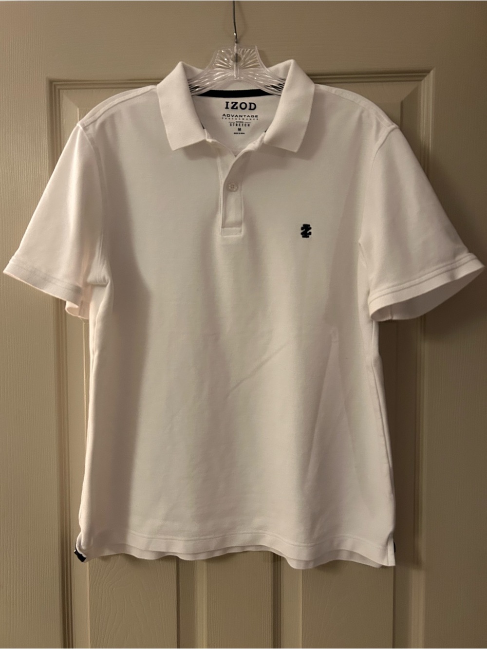 Izod Men's White Polo with Navy Embroidered Logo